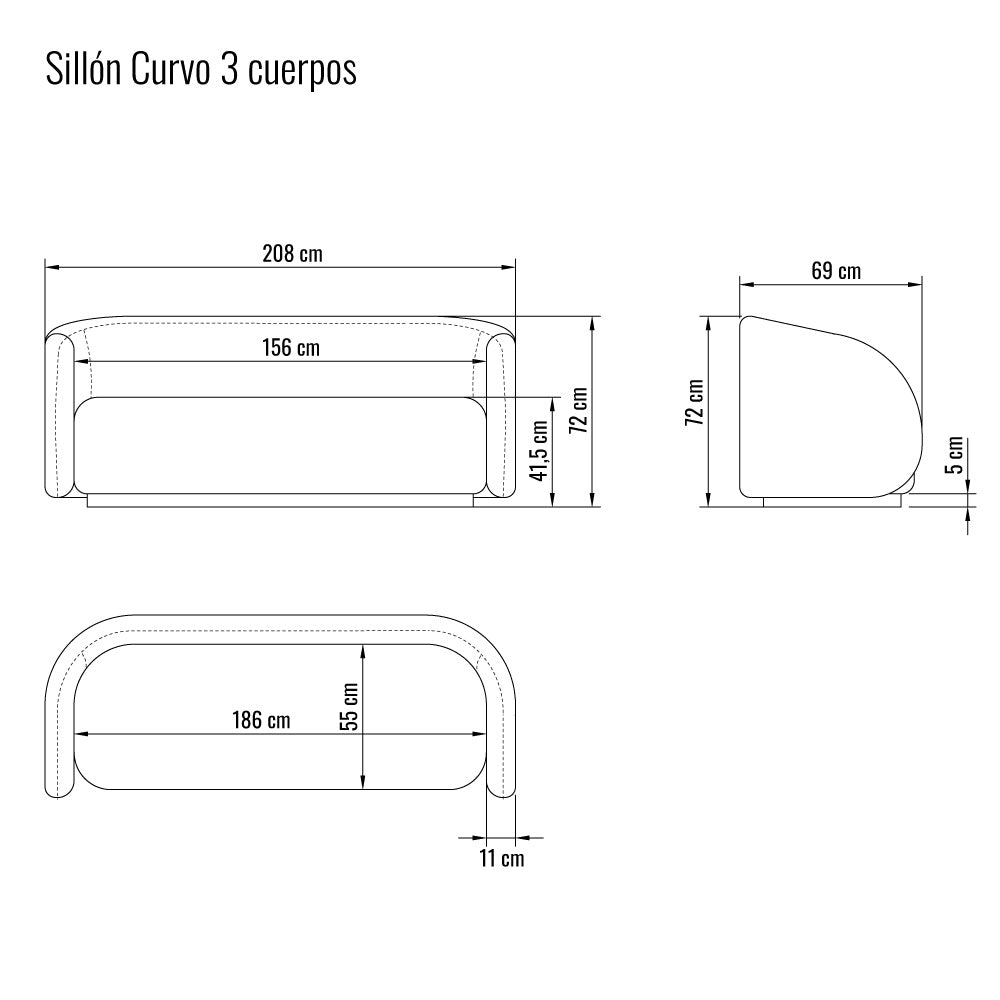 Sofá Curvo 3 cuerpos